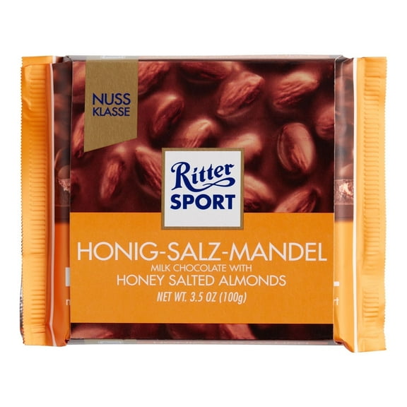 Ritter Sport Honey Salted Almond Milk Chocolate Bar 3.5 oz. 2ea Pack of 3