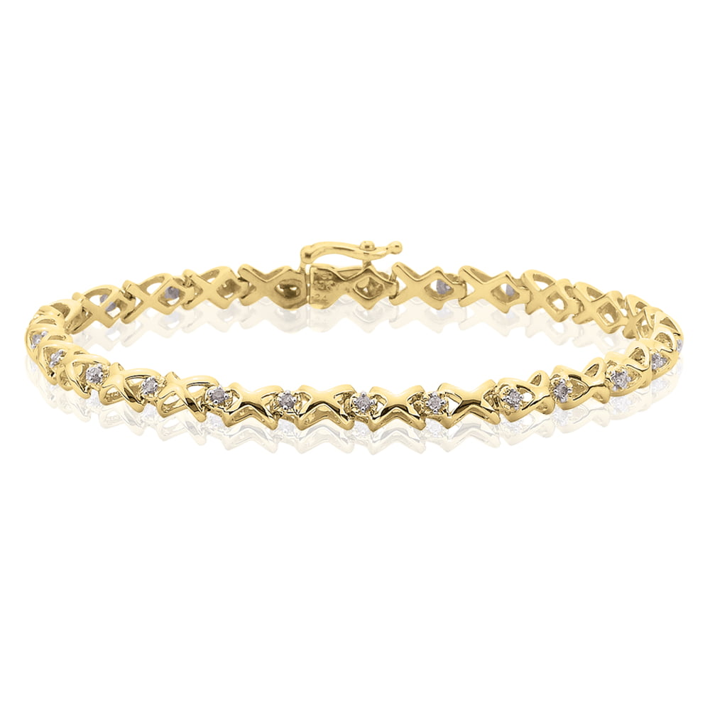 Katarina - 10K Yellow Gold 1/4 ct. Diamond Tennis Bracelet - Walmart ...