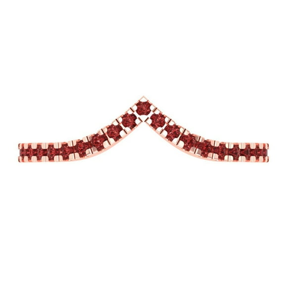 0.1725 ctw Wedding Band for Women - 14K Rose Gold Natural Garnet Stackable Eternity Ring