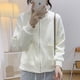 thumbnail image 3 of Chaquetas para mujer, estilo coreano, chaqueta de béisbol holgada, cuello redondo, sudaderas con capucha de color liso, cárdigans de manga larga con cremallera, abrigos cortos, blusas para mujer, 3 of 5