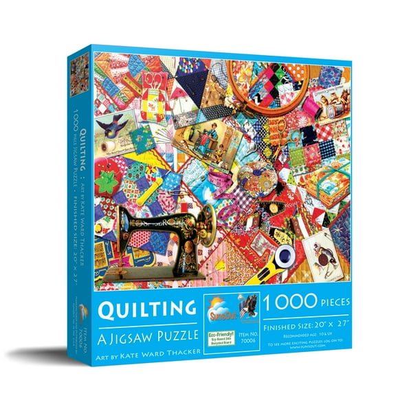SUNSOUT INC - Quilting - 1000 pc Jigsaw Puzzle by Artist: Kate Ward Thacker - Finished Size 20" x 27" Quilting - MPN# 70006