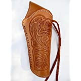 Cross Draw Gun Holster - 45 Cal. - Natural - Right Hand - Tooled Leather - 6