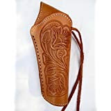Single Action Revolver Holsters - Cross Draw Gun Holster - 45 Cal. - Natural - Right Hand - Tooled Leather - 6