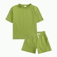 thumbnail image 2 of TOWED22 Baby Boy Summer Clothes Toddler Infant Outfit Short Sleeve Letter T Shirt Tops and Stretch Shorts Clothing Set(Light Green,12-13 Y), 2 of 8