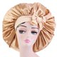 thumbnail image 2 of Gorro de satén grande para mujer, gorro de seda para dormir por la noche, gorro de satén largo elástico con banda para atar en la cabeza., 2 of 7