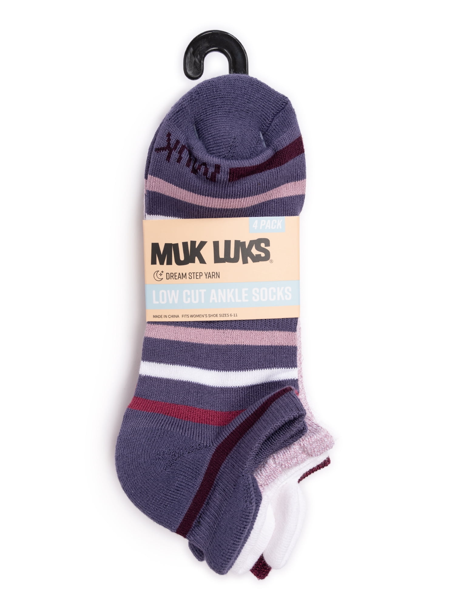 MUK LUKS Women's Dream Step Low-Cut Ankle Socks, 4-Pack, OSFM