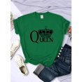 thumbnail image 1 of T-shirts pour Femmes Imprimés Grande Couronne de Queen Respirants Manches Courtes d'Été Style Street Hip Hop Col Rond Décontracté Vert TTTG, 1 of 6