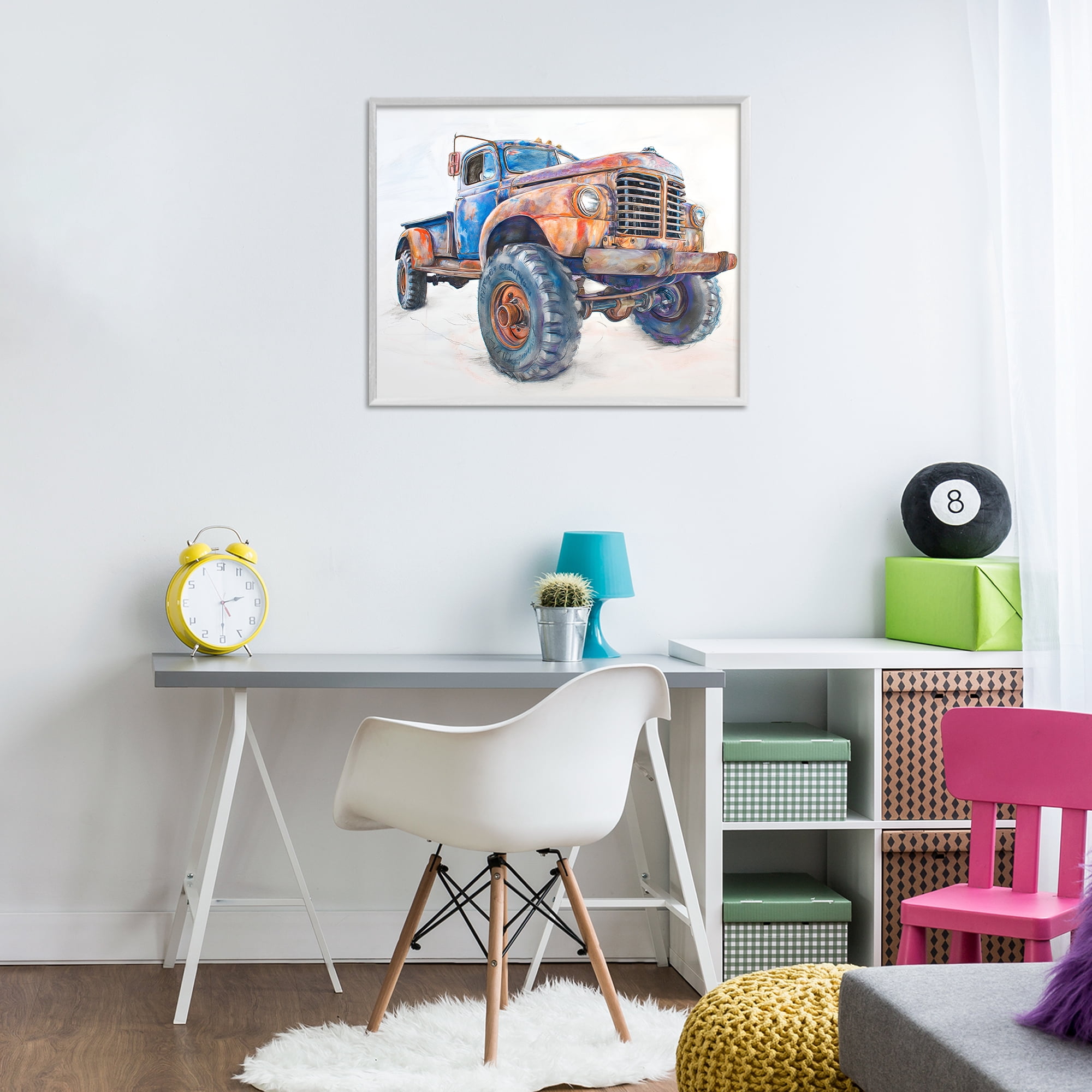 Stupell Industries Old Rustic Truck Illustration White Framed Giclee Art, design by Steve Hunziker