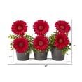 thumbnail image 2 of Nearly Natural 14in. Gerber Daisy Artificial Arrangement in Trio Metal Vase, 2 of 2