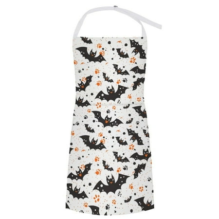 

ZZZHY Cute Halloween Bats Paw Prints-348 Apron with Pockets Adjustable Aprons for Men/Women Waterproof Chef Aprons for Kitchen Gardening Cooking BBQ Baking Halloween Thanksgiving Christmas