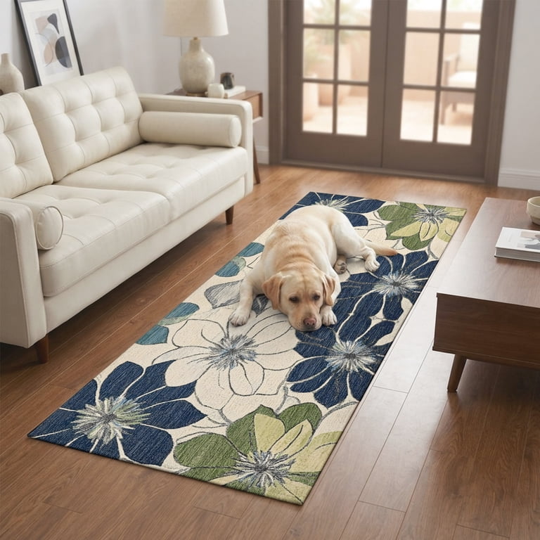Large Soft Rug 2x6 Washable Area Rugs,Vintage Floral Texture Non-Slip Ultra Soft Rug ...