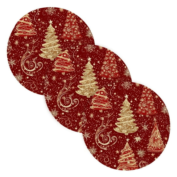 BZSMCE Mats for Pots,Pans Place Christmas Trees with Sonwflake Simple Style Pattern Pot Mats