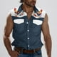 thumbnail image 4 of Camisas de Cuello para los Hombres de Moda Casual Imprimir Turndown Cuello sin Mangas Bolsillos Deportivos Tanque, Ligero Top de Verano, 4 of 5
