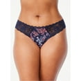 thumbnail image 2 of Joyspun Women's Microfiber and Lace Thong Panties, 3-Pack, Sizes XS to 3XL, 2 of 3
