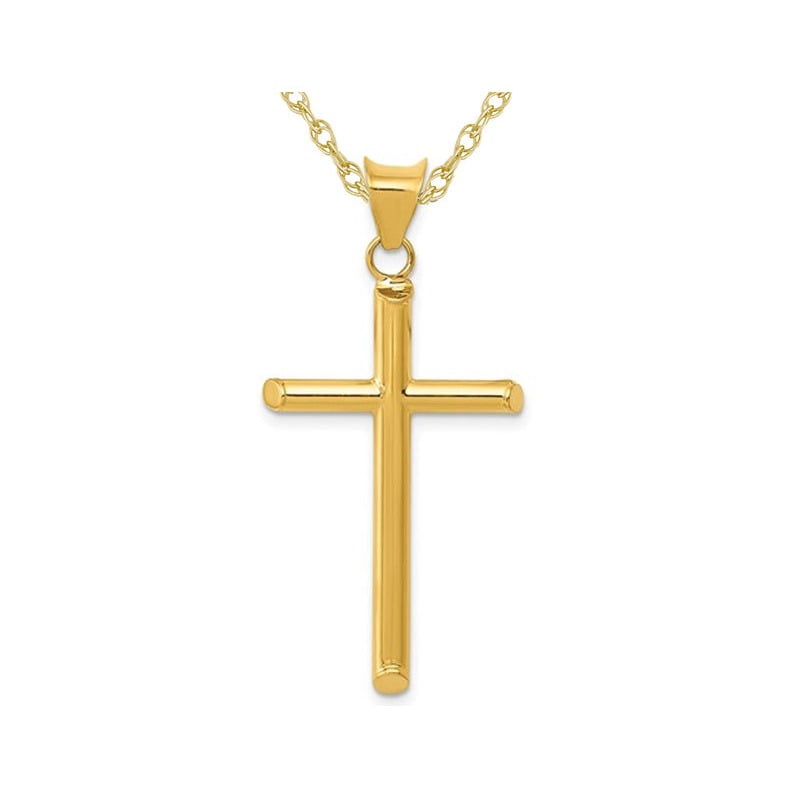 14K Yellow Gold Cross Pendant Necklace 