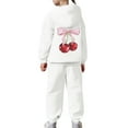 thumbnail image 4 of Girls Sweatsuit 2 Piece Set Cherry Printed Long Sleeve Warm Hoodies Joggers Casual Fall Winter Child Stylish Comfortable Outfits for Girls 4-5 Years, 4 of 7