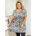 thumbnail image 3 of SHOWMALL Plus Size Tunic for Women Short Sleeves Grey Sakura 3X Tops Scoop Neck Clothes Summer Flowy Maternity Clothing Shirt, 3 of 7