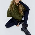 thumbnail image 2 of HNMKIU Women's Quilted Cape Jacket with Loose Cape Overlay for Casual Elegant Outerwear Army Green,S, 2 of 9