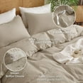 thumbnail image 5 of 100% Cotton Muslin Duvet Cover Set King Size,3 Pcs Soft Breathable & Lightweight Gauze Bedding Set with 2 Pillowcases,Textured Home Decor with Button, 104"×90" Natural/Oat Milk,No Insert, 5 of 7