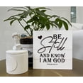thumbnail image 5 of Zomyto 7x7 IN Christian Sign, Wooden Box Sign Desk Decor, Psalm 46:10 - Be Still and Know that I Am God, 5 of 5