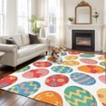 thumbnail image 2 of Large Area Rugs for Living Room Bedroom, Easter Eggs 8'x10' Rug Washable Carpet Runner Indoor Outdoor, Spring Colorful Striped Dots Bow Egg Watercolor Non Slip Floor Mats Rug for Kitchen, Patio, 2 of 8