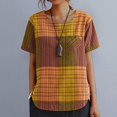 thumbnail image 2 of Blouses pour Femmes, T-Shirt Décontracté Imprimé Mode Manches Courtes en Coton et Lin, 2 of 4