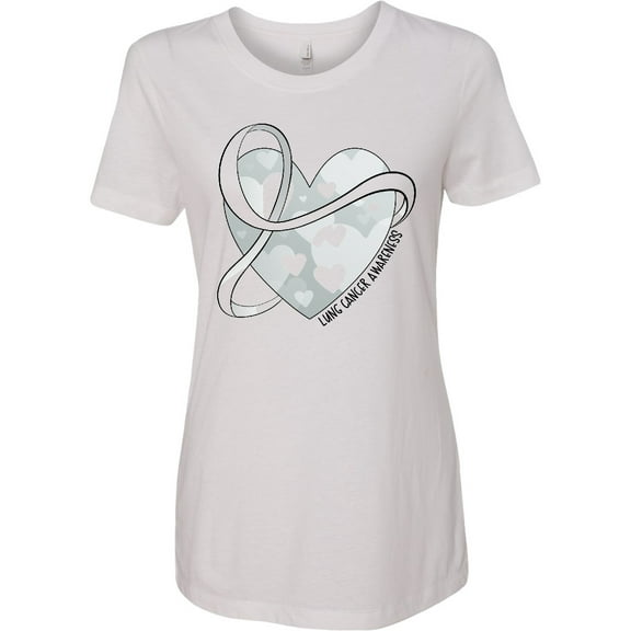 Inktastic Lung Cancer Awareness White Ribbon Around Heart Women's T-Shirt