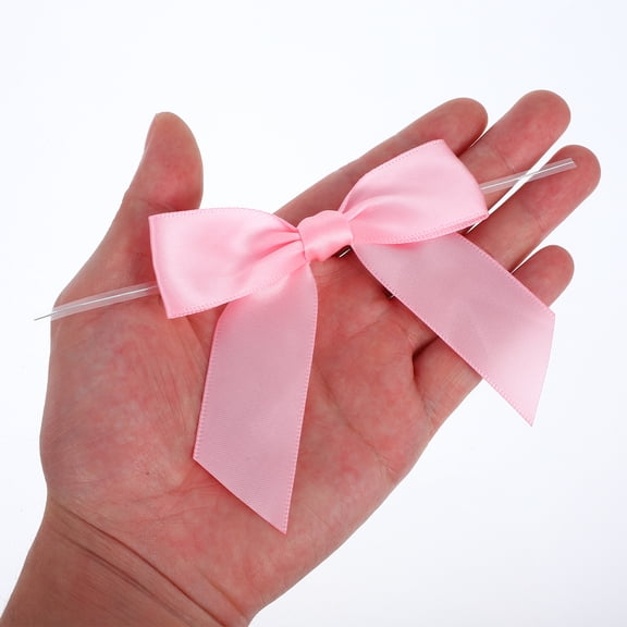 AURARMLET Pink Twist Tie Bows 50 Pieces 3.5 Inch for Baking Supplies and Packaging Decoration