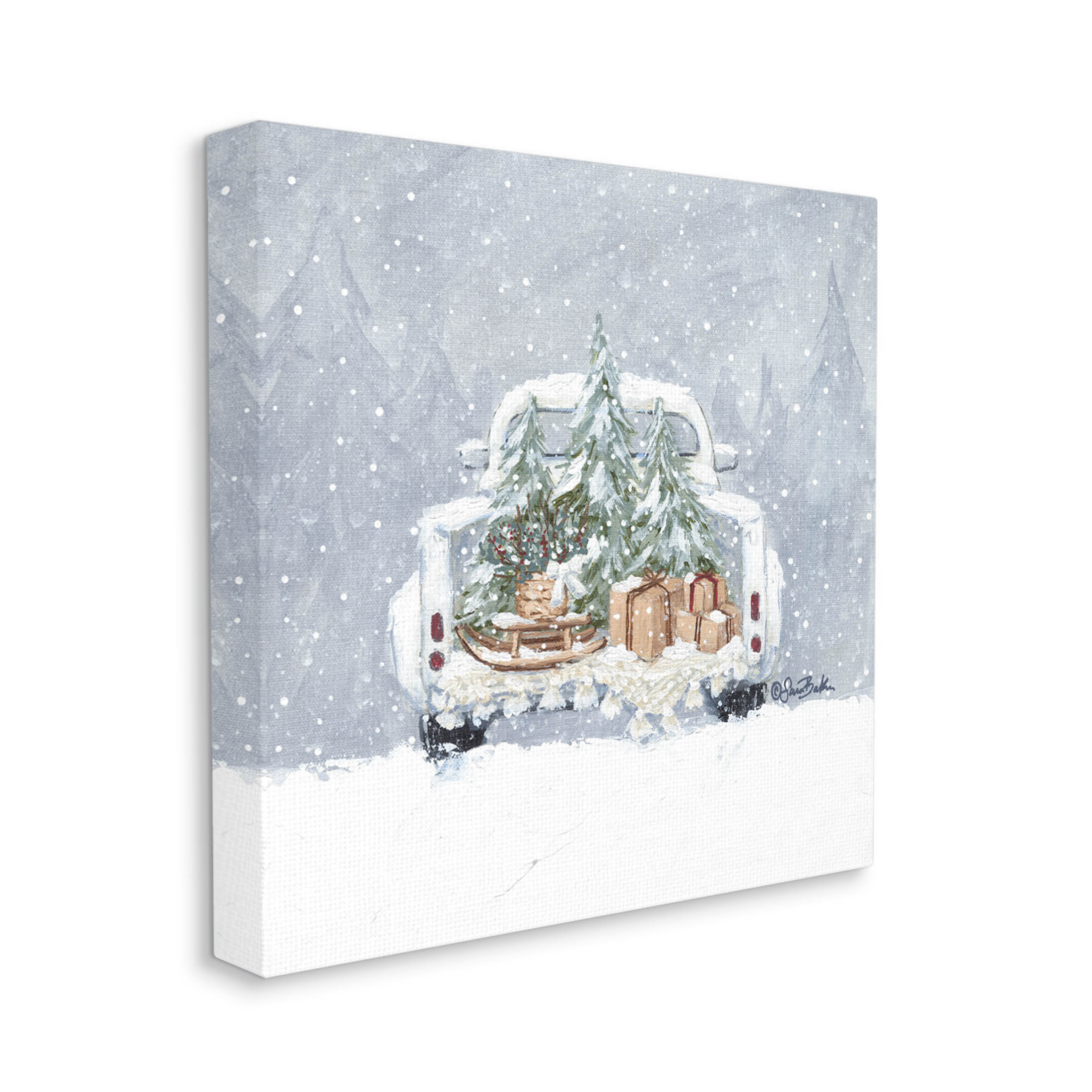 Winter Snow Holiday Gifts Holiday Painting Gallery Wrapped Canvas Print Wall Art