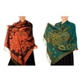 thumbnail image 2 of Floral Peacock Reversible Pashmina Wrap Shawl Scarf, 2 of 9