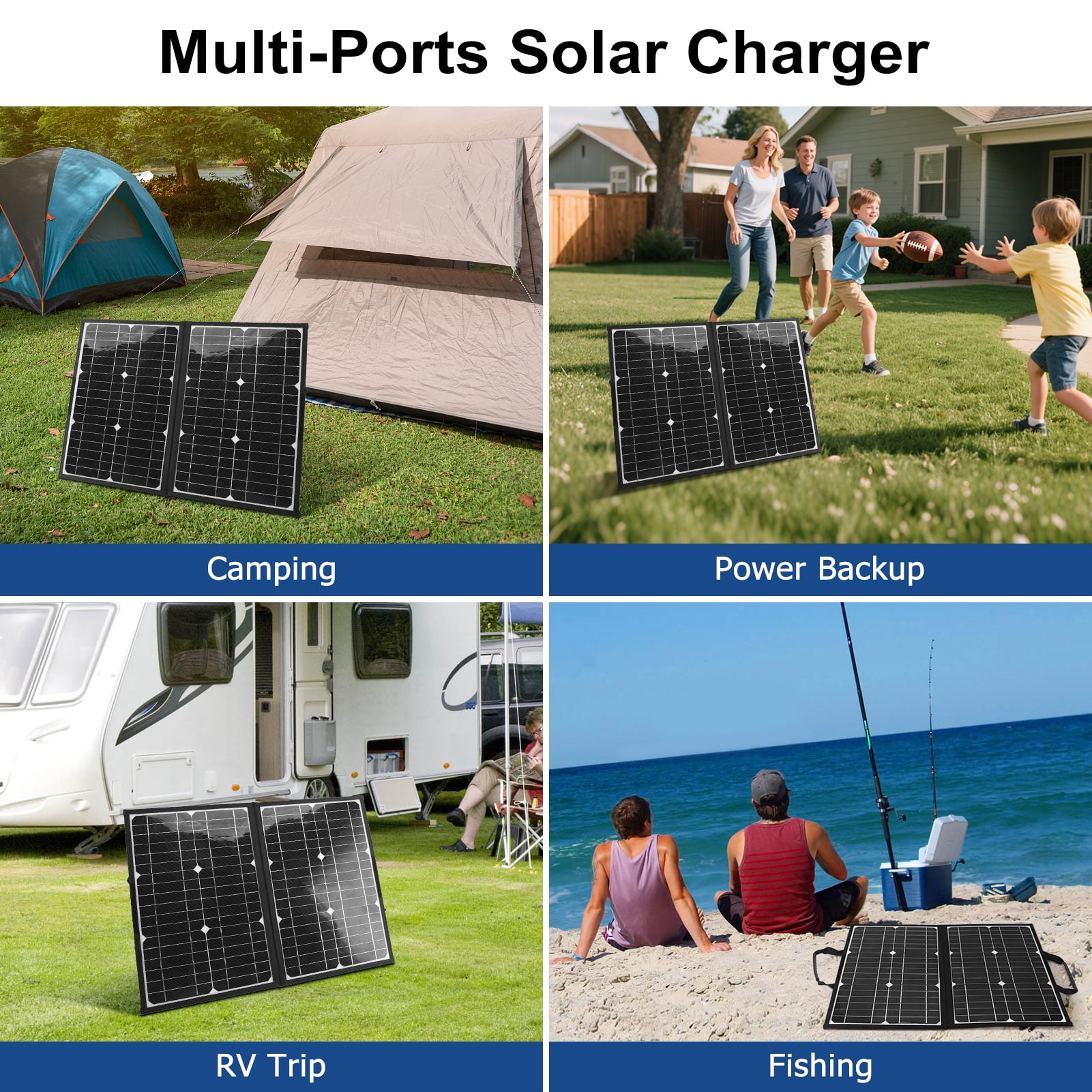 60W Portable Solar Panel Charger with USB C, USB A and DC 18V Outputs Foldable IP65 Waterproof Solar Panels with Adjustable Kickstand, Mini Charger for Phones, Power Bank, Camping, Hiking, Outdoor