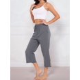 thumbnail image 3 of Women Capris Pants High Waist Drawstring Comfy Casual Pants Casua Loose Trousers Buttons Trim with Pockets Dark Gray XXL, 3 of 8