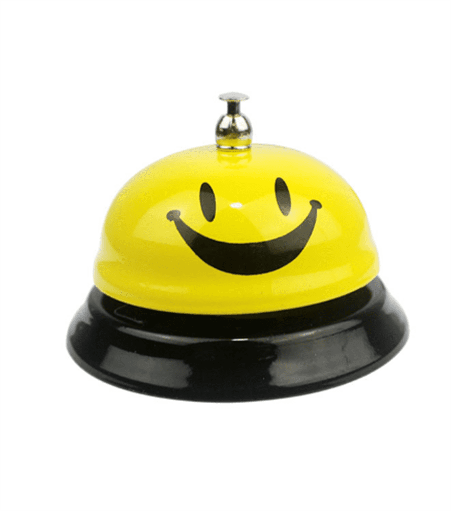 Service desk bell, smile face bell, 8cm in diameter, call bell with