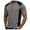 Grey, variant on MIXUE Shirts For Men Summer Color Block Print Round Neck Button Down Short Sleeve Slim Fit Casual Pullover Tops T-shirts Streetwear,Gray,L