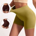 thumbnail image 3 of Costeam Womens Seamless Ribbed High Waist Biker Shorts No Pockets 4 Way Stretch Tummy Control Non See Through Mid Thigh Athletic Workout Casual Short Pants, 3 of 9