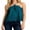 Blue, variant on Women's Halter Neck Satin Tops Sleeveless Lace Trim Loose Fit Cami Tops Summer Shirts