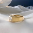 thumbnail image 2 of Simulated Diamond Wedding Engagement Solitaire Ring 14K Yellow Gold Plated 2.00Ct Radiant Cut Ring For Him, 2 of 4