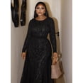 thumbnail image 3 of AURA Plus Size Long Sleeve Maxi Dress Women Elegant A Line Fall Casual Party Dress, 3 of 7