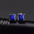 thumbnail image 2 of 2Ct Princess Cut Lab Created Blue Sapphire Stud Earrings 14K White Gold Plated, 2 of 5