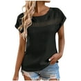thumbnail image 2 of Tbopshirt Top for Women,Fashion Women's Summer Round-Neck Solid Short Sleeve Patchwork Top Blouse, 2 of 5