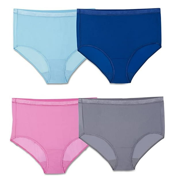 Fruit of the Loom Women's Plus Size 4-Pack FFM Everlight Brief ...