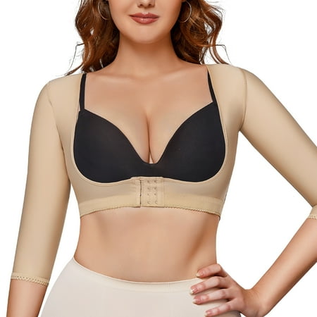 

Irisnaya Women s Upper Arm Slimmer Body Shaper Compression Sleeves Post Surgical Humpback Posture Corrector Shapewear Tops(Beige X-Large)