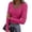 05# Hot Pink, variant on Qwertyu Women's Long Sleeve Shirts Stretch Square Neck Ribbed Slim Fitted Casual Basic Tops Tee Red L