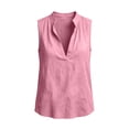 thumbnail image 5 of YYDGH Womens Cotton Linen Tank Tops Casual V Neck Sleeveless Cami Summer Gauze Shirts Casual Loose Fit Vacation Beach Outfits, 5 of 7