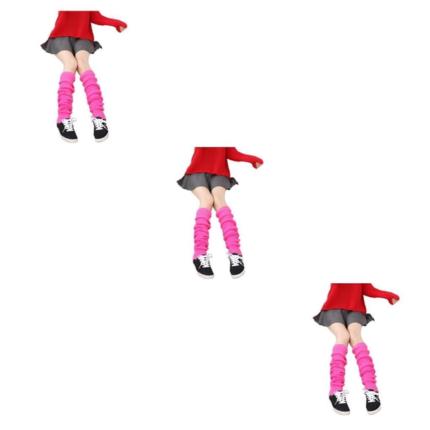 Sonducket Paquete de 2 calcetines hasta el muslo calentadores de piernas para diario fiesta de Halloween fucsia Fucsia 3Conjunto