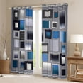 thumbnail image 2 of Homewish Patchwork Geometric Checkered Black Out Curtains,Classic Grid Curtains Pack of 2 (42x63 Each),Gray Blue Bedroom Curtains For Men Women,Super Cozy Room Decor, 2 of 6