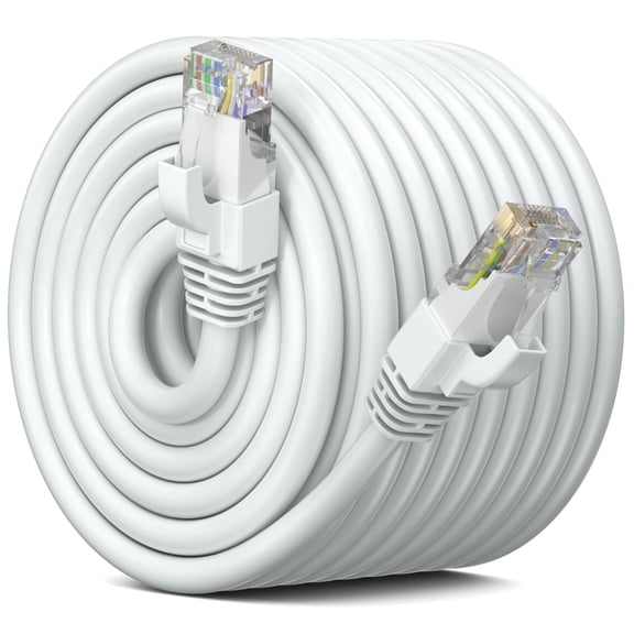 Maximm Cat 6 Ethernet Cable 300 ft – High-Speed LAN & Network Patch Cable, 10Gbps, 550 MHz, White UTP Cord – Gold-Plated RJ45 Connectors