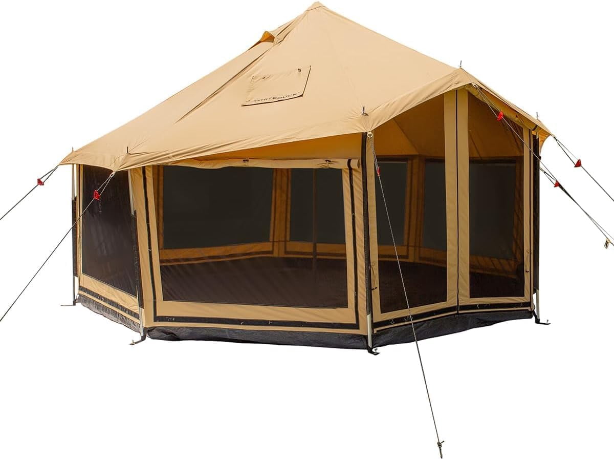 WHITEDUCK Altimus Canvas Tent With Stove Jack , Waterproof, 4 Season Luxury Camping and Glamping Tent Outdoor (Sandstone Beige, Water Repellent, 14')