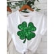 thumbnail image 2 of Women'S Short-Sleeve Round-Neck T-Shirt with a Lucky Four-Leaf Clover Print, 2 of 8