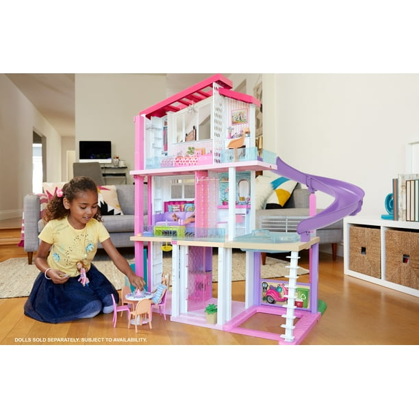 Barbie Dreamhouse 46.5 inch Dollhouse with Pool, Slide and 70 Accessories Including Furniture and Household Items, Gift for 3 to 7 Year Olds, assembly - Walmart.com
